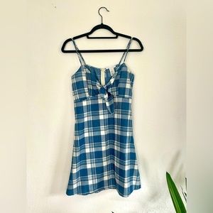 Blue & white plaid mini dress, size M.